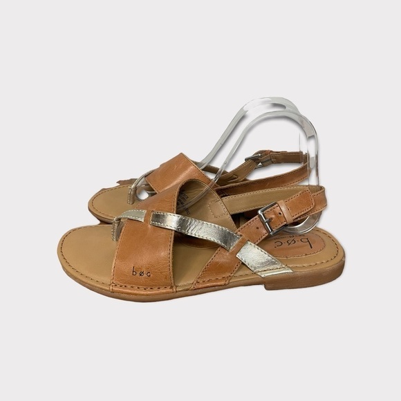 B.o.c. Lowery Slingback Sandal, Leather, Buckle, Saddle Tan, Gold, 9M - Picture 1 of 9